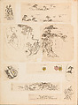 彫鐫画譜 Album of Designs for Metal Carving (<i>Chōsen Gafu</i>), 嵐山常行画 Ranzan Tsuneyuki (Japanese, active mid-19th century), Ink on paper, pasted into a bound volume, Japanese