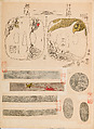 彫鐫画譜 Album of Designs for Metal Carving (<i>Chōsen Gafu</i>), 嵐山常行画 Ranzan Tsuneyuki (Japanese, active mid-19th century), Ink on paper, pasted into a bound volume, Japanese