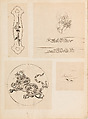 彫鐫画譜 Album of Designs for Metal Carving (<i>Chōsen Gafu</i>), 嵐山常行画 Ranzan Tsuneyuki (Japanese, active mid-19th century), Ink on paper, pasted into a bound volume, Japanese