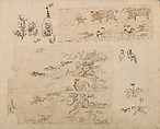 Various Designs for the Chiseller (Chōkō Shitae Shinajina), Togyoku, and others (Japanese, 1867 (3rd Month)), Ink on paper, pasted into a bound volume, Japanese