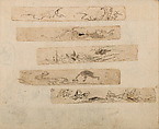 Various Designs for the Chiseller (Chōkō Shitae Shinajina), Togyoku, and others (Japanese, 1867 (3rd Month)), Ink on paper, pasted into a bound volume, Japanese