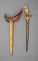 Kris with Sheath, Steel, gold, ivory, wood, diamonds, Javanese, blade and grip, Cirebon