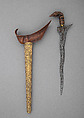 Kris with Sheath and Kingfisher Hilt, Steel, wood, gold, Javanese, grip possibly Thailand or Sumatera Utara