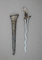Kris with Sheath, Steel, wood, crystal, gold, silver, Javanese