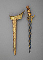 Kris with Sheath, Steel, gold, wood, semiprecious stones, probably Javanese