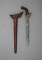 Kris with Sheath, Steel, wood, horn, lacquer, gold, Bornean, scabbard Javanese