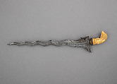 Kris, Steel, gold, ivory, Javanese; grip, Sumatran