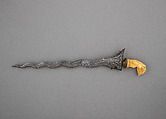Kris, Steel, gold, ivory, Javanese; grip, Sumatran