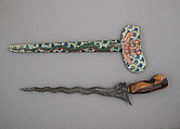 Kris with Sheath, Steel, wood, polychromy, gold, Javanese