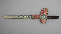 Kris with Sheath, Steel, wood, polychromy, gold, Javanese