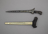Kris with Sheath, Steel, wood, nickel silver, Madurese
