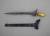 Kris with Sheath, Steel, wood, ivory, silver, brass, Minangkabau