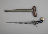 Kris with Sheath, Steel, wood, silver, shell, copper alloy, Javanese