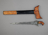Kris with Sheath, Steel, wood, brass, gold, diamond, pigment, Central Sumatran