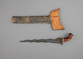Kris with Sheath, Steel, wood, gold, copper alloy, Indonesian, Sulawesi