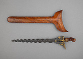 Kris with Sheath, Steel, wood, gold, copper alloy, Indonesian, Sulawesi