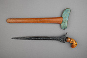 Kris with Sheath, Steel, ivory, wood, pigment, Balinese, grip, Sumatran