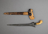 Kris with Sheath, Steel, pelet wood (possibly kajoe), ivory, copper alloy, Javanese