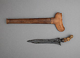 Kris with Sheath, Steel, wood, bone, silver, Javanese