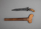 Kris with Sheath, Steel, wood, bone, silver, Javanese