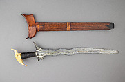 Kris with Sheath, Steel, ivory, silver, gold, wood, Philippine, Tawi-Tawi