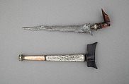 Kris with Sheath, Steel, wood, silver, copper alloy, Sumatran, Batak