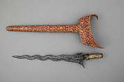 Kris with Sheath, Steel, wood, polychromy, brass, Madurese