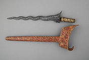 Kris with Sheath, Steel, wood, polychromy, brass, Madurese