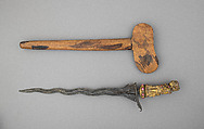 Kris with Sheath, Steel, pelet wood (possibly kajoe), gold, semiprecious stones, copper alloy, Balinese
