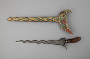 Kris with Sheath, Wood, steel, polychromy, copper alloy, Madurese