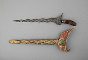 Kris with Sheath, Wood, steel, polychromy, copper alloy, Madurese