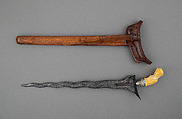 Kris with Sheath, Steel, wood, ivory, silver, copper, Sumatran