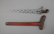Kris (Kris Cherita) with Sheath, Steel, wood, pigment, Balinese, grip, possibly Javanese or Madurese