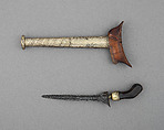 Kris with Sheath for a Woman, Steel, wood, horn, silver, Sumatran