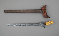 Kris with Sheath, Steel, ivory, wood, copper, silver, semiprecious stones, Sumatran, Sumatera Selatan