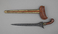 Kris with Sheath, Steel, wood, silver, brass, semiprecious stones, Javanese