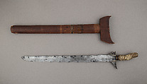 Kris with Sheath, Steel, wood, gold, silver, copper alloy, cord, Philippine, Tukuran