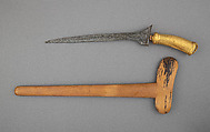 Kris with Sheath, Steel, gold, wood, quartz, Balinese