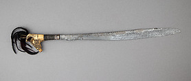 Sword (Mandau), Wood, horn, brass, hair, Bornean, Dyak