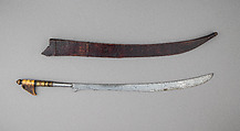 Sword (Niabor) with Scabbard, Wood, bone, steel, Bornean