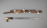 Sword (Mandau) with Scabbard, Wood, bone, horn, cane, Dyak