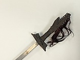Sword (Kampilan) with Scabbard, Steel, wood, hair, Philippine, Lanao del Sur