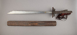 Sword (Kampilan) with Scabbard, Steel, wood, hair, Philippine, Lanao del Sur