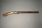 Three-Barreled Revolving Matchlock Gun, Steel, wood, silver, Japanese