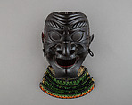 Full Mask (Sōmen) with Gorget, Iron, leather, lacquer, silk, Japanese