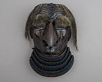 Mask (Sōmen) Representing a Tengu, Leather, lacquer, hair, silk, Japanese