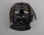 Mask (Sōmen) Representing a Tengu, Leather, lacquer, hair, silk, Japanese