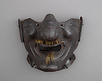 Half Mask (Menpō) with Ear Guards, Steel, lacquer, Japanese