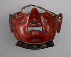 Half Mask (Menpō) with Ear Guards, Steel, lacquer, Japanese