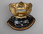 Half Mask (Menpō) with Gorget, Iron, lacquer, textile, Japanese